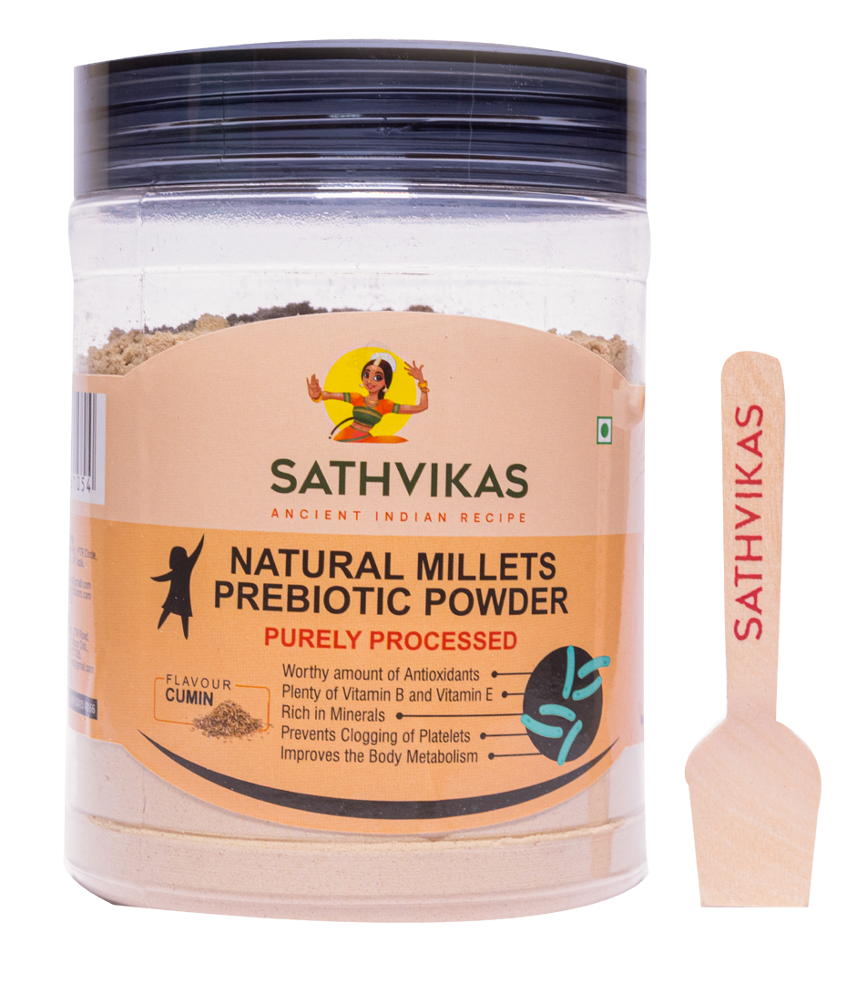 Sathvikas Natural Millets Prebiotic Powder (Cumin Flavour) 500 Grams Pack Of 1.